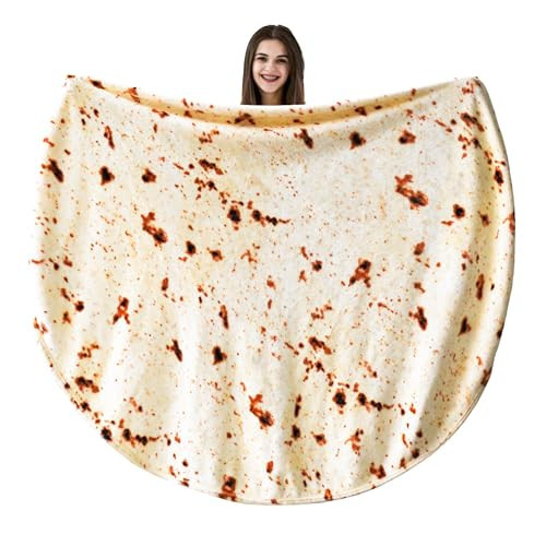 Vessia Burritos Tortilla Blanket Throw Size(Beige,60 inches), Giant Realistic Funny Food Throw for Adults and Kids, 300 GSM Double Sided Soft Novelty Round Taco Home Decor | Amazon (US)
