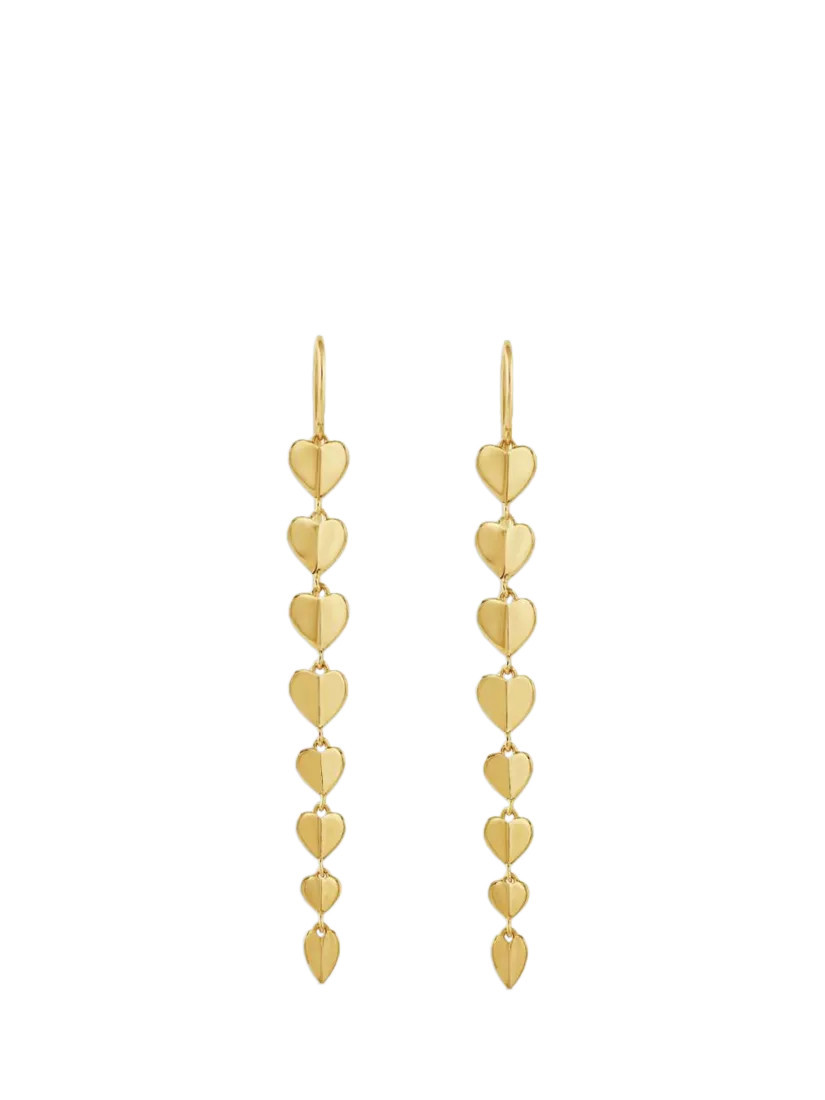 Dinny Hall Folded Heart Column Drop Earrings, Gold | John Lewis (UK)