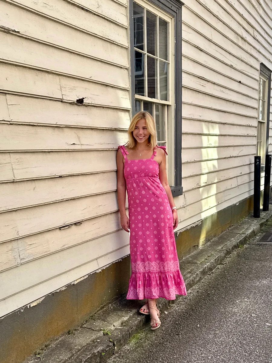 Lucy Maxi Dress Pink Bandana | Madison Mathews