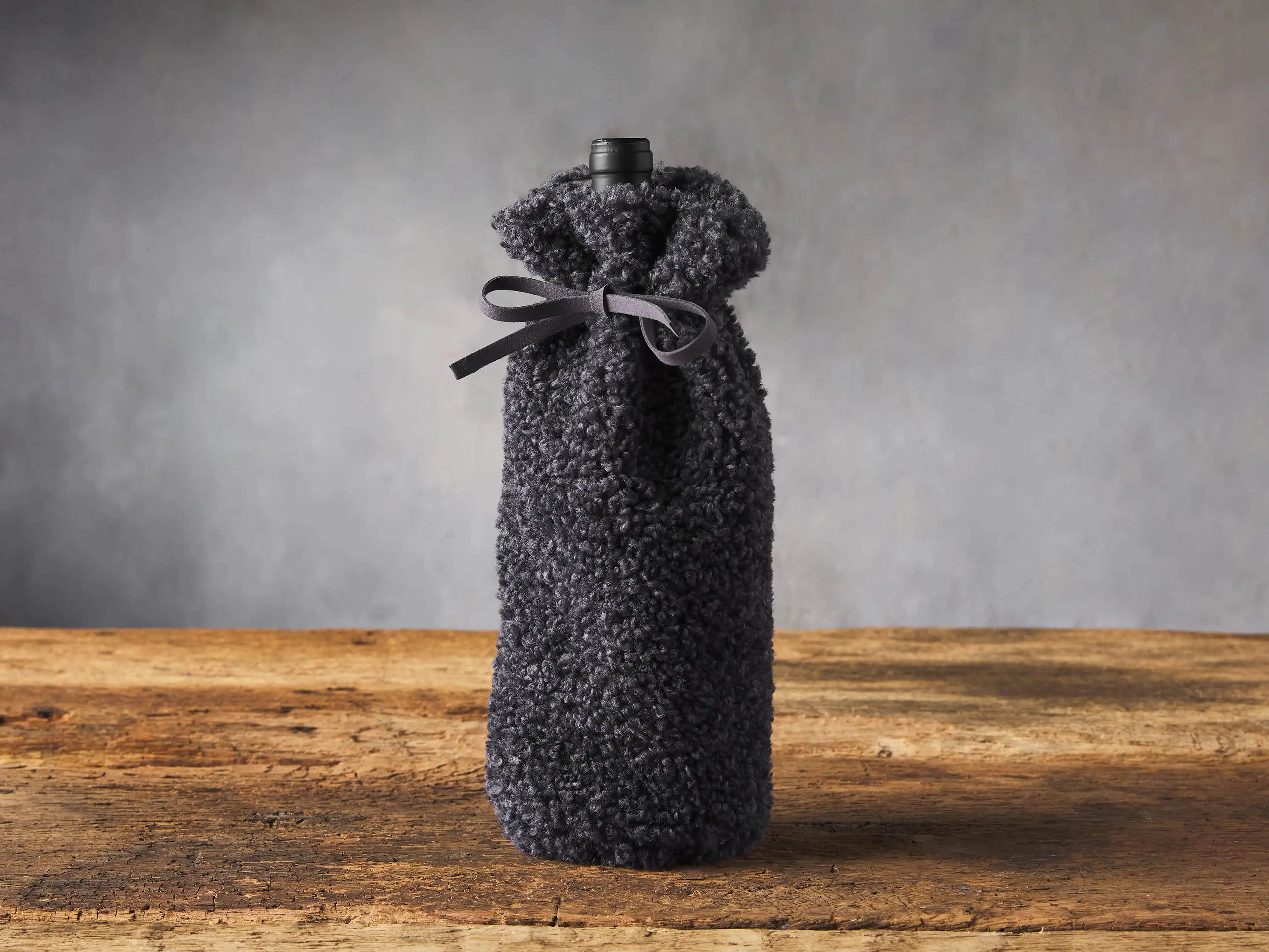 Faux Sherpa Charcoal Wine Bag | Arhaus | Arhaus