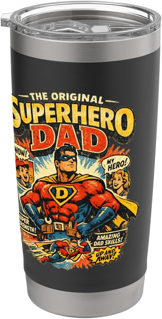 The Original Superhero Dad Vintage Comic Graphic Stainless Steel Insulated Tumbler | Amazon (US)