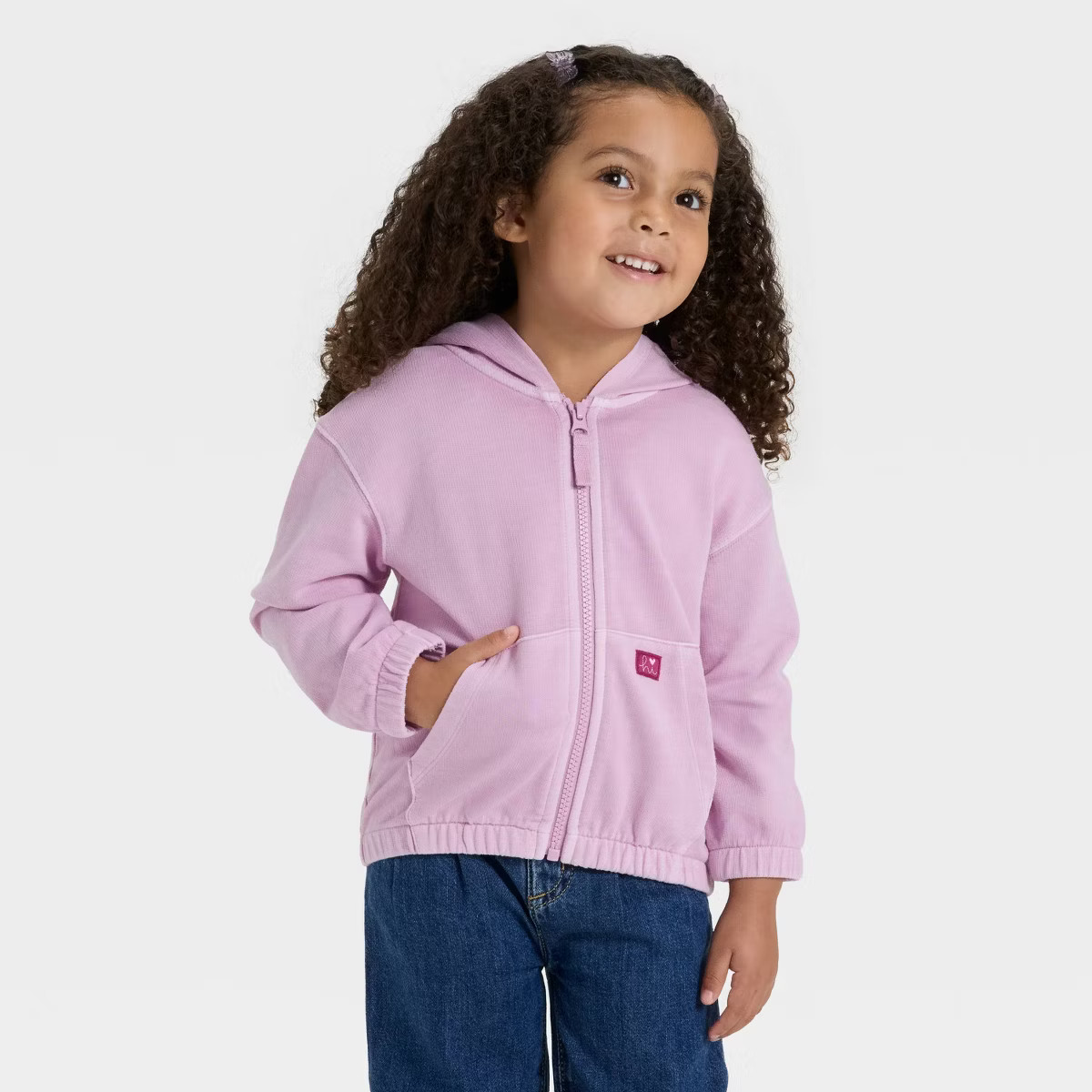 Toddler Girls' Zip-Up French Terry Hoodie - Cat & Jack™ Lavender 4T | Target