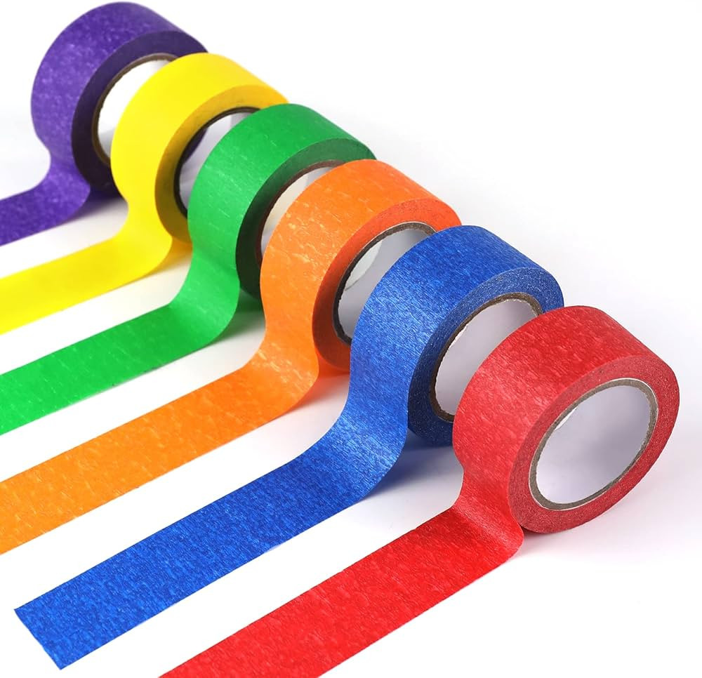 HTVRONT Colored Masking Tape - Colorful Masking Tape 1 Inch x 14 Yards x 6 Rolls Colored Painters... | Amazon (US)