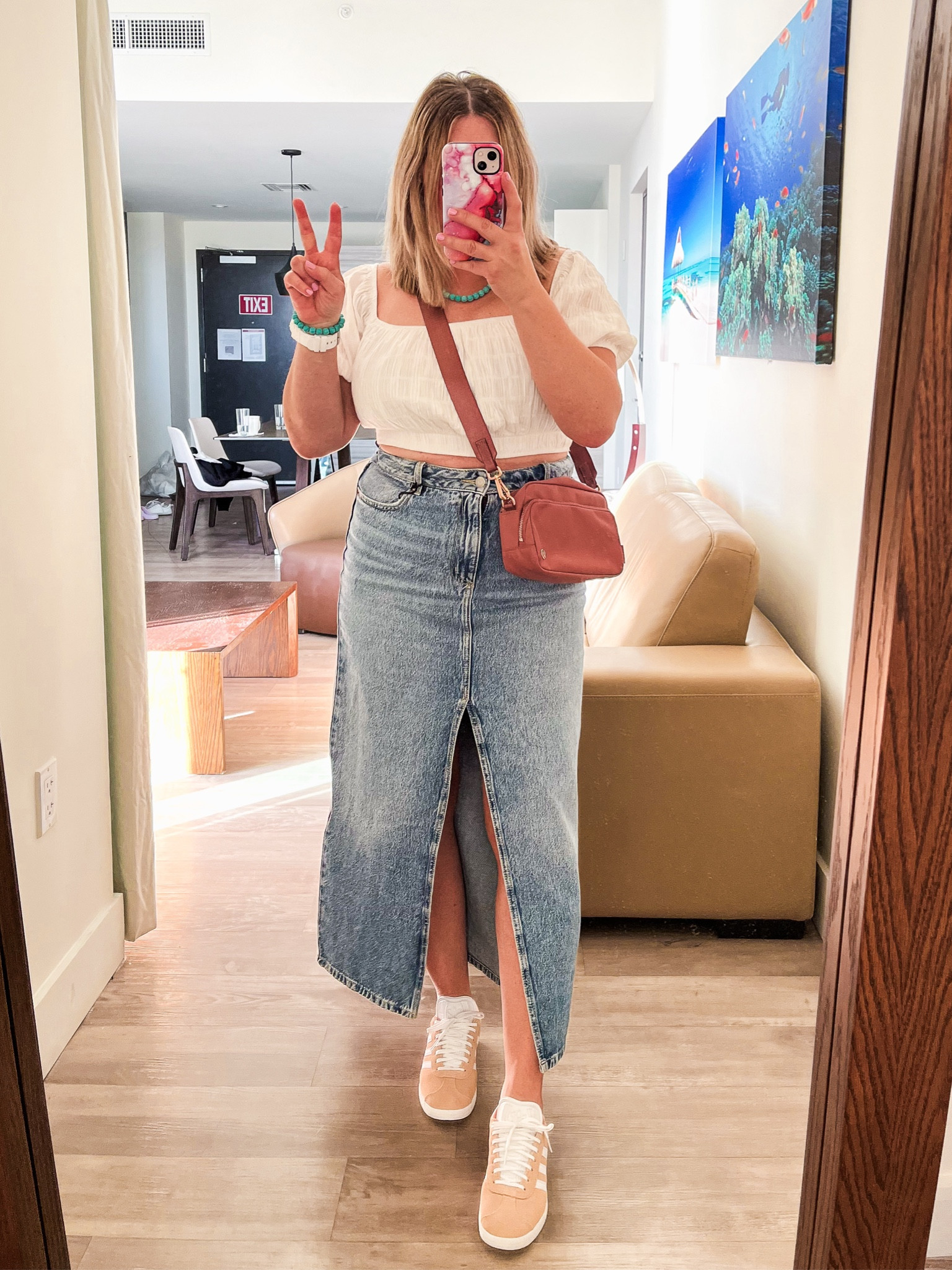 Beach hair, don’t care! 🏝️⛱️☀️💁🏼‍♀️

Sizing info:
Denim Midi Skirt Medium, Crop Top Medium, Adidas Gazelle 6.5

#LTKstyletip #LTKtravel