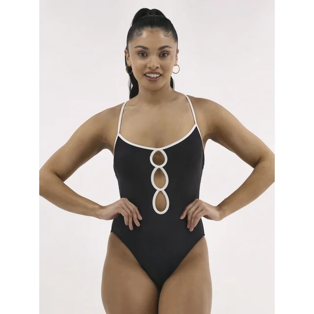 No Boundaries Scoop Neck One Piece Swimsuit, Women's | Walmart (US)
