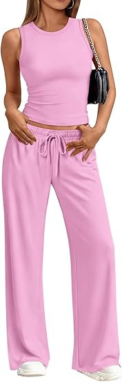 Trendy Queen Women's 2 Piece Summer Lounge Sets Butter Soft Tank Top & High Waisted Wide Leg Pant... | Amazon (US)