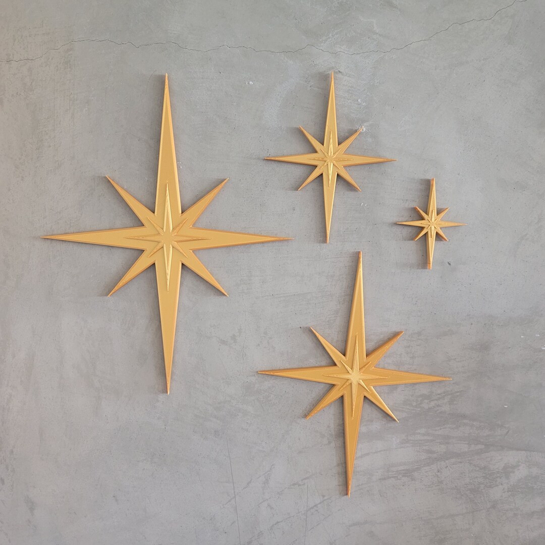 Mid Century Modern Vintage Style Starbursts 3D Printed Outdoor / Indoor Wall Art 1960s Retro Deco... | Etsy (US)