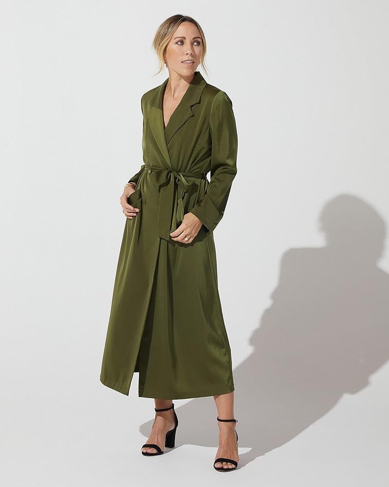 The Drop Women's Military Olive Satin Trench by @jaceyduprie | Amazon (US)