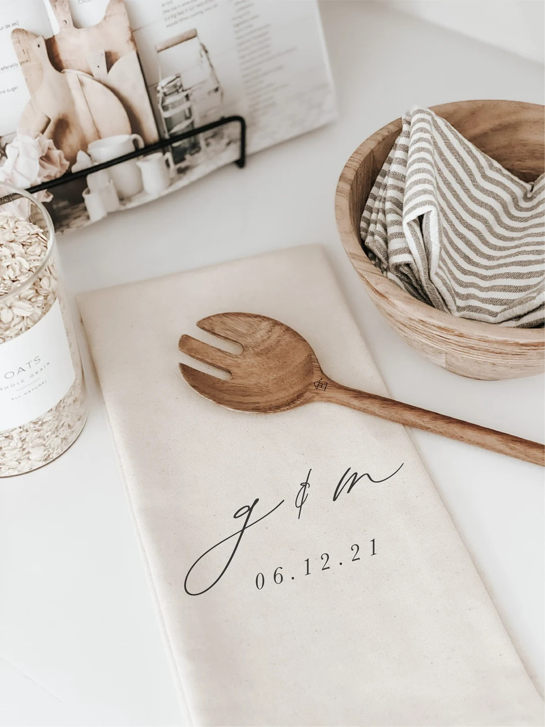 Tea Towel Personalized Two Initials and Date Made in the - Etsy | Etsy (US)