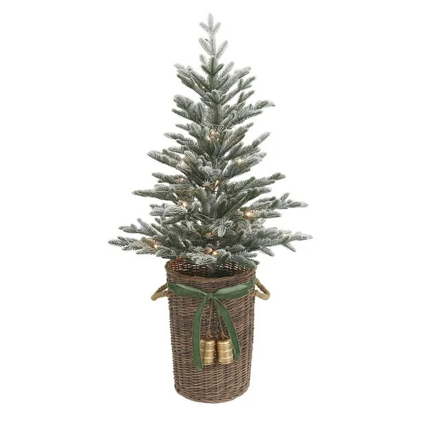 Member's Mark 48" Pre-Lit Flocked Topiary in Woven Basket | Sam's Club