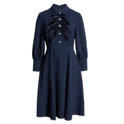 HALOGEN x Atlantic-Pacific Bow Detail Fit & Flare Dress Pearl button Blue Size 4  | eBay | eBay US