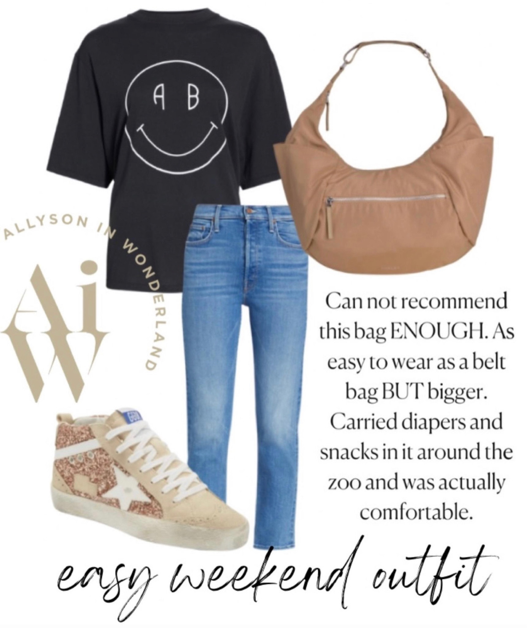 Anine Bing tee
Mother jeans
Golden Goose sneakers 
Varley bag 
#ltkstyletip
#ltku #LTKshoecrush #LTKSeasonal #LTKFind