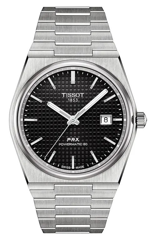 Tissot PRX Powermatic 80 Bracelet Watch, 40mm in Black at Nordstrom | Nordstrom