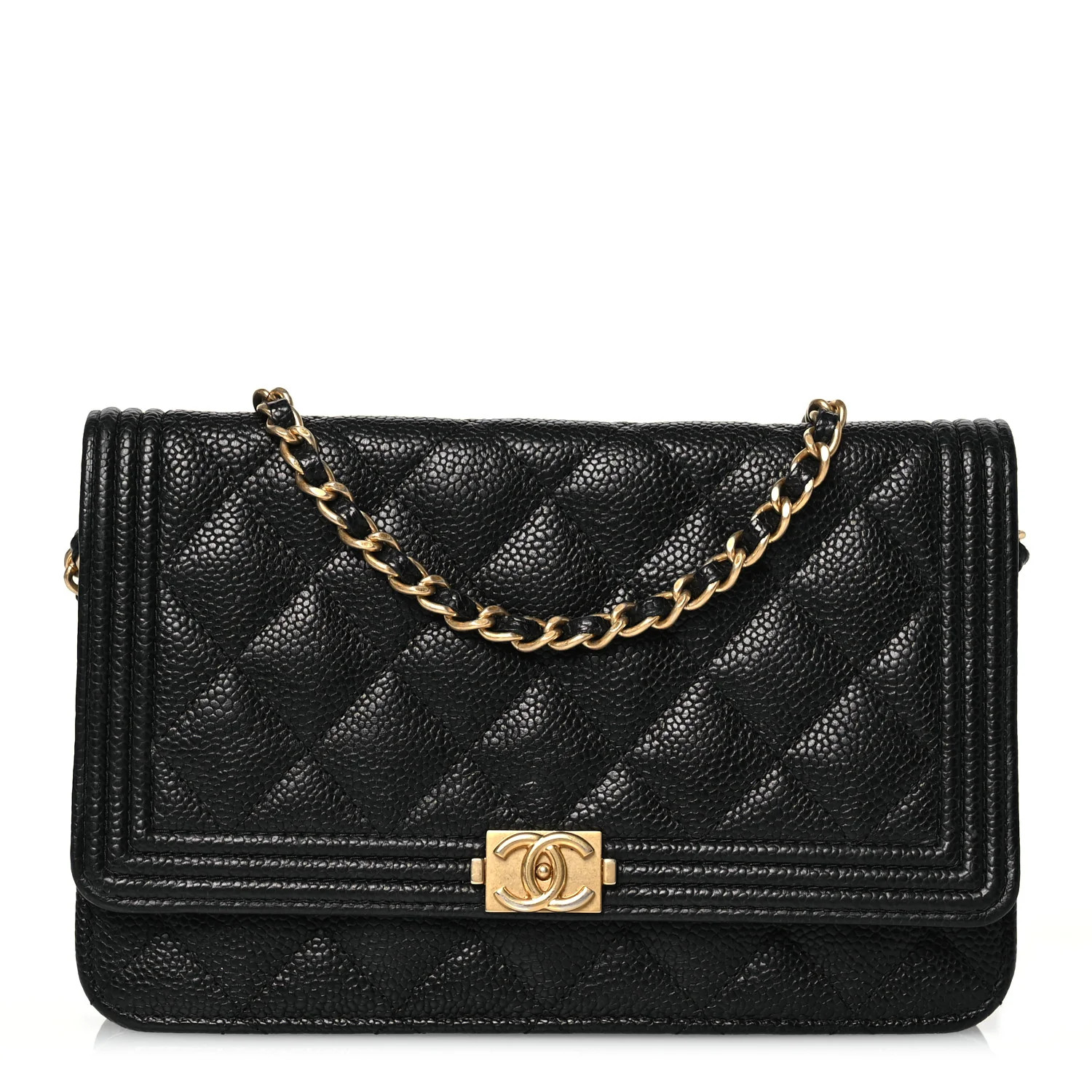 Caviar Quilted Boy Wallet On Chain WOC Black | FASHIONPHILE (US)