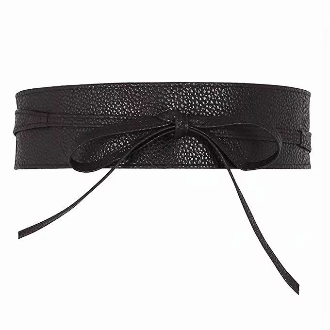 Women Soft Leather Obi Belt Self Tie Wrap Cinch Belt | Walmart (US)