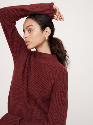 Cotton-Wool Mock-Neck Mini Sweater Dress | Banana Republic (US)