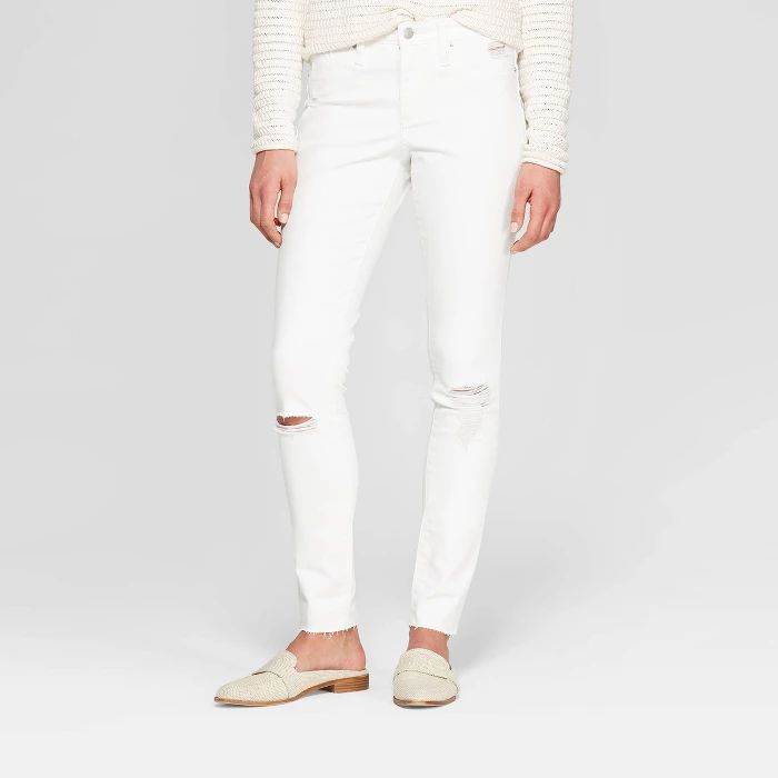 Women's High-Rise Distressed Stain Repel Jeggings - Universal Thread™ White | Target