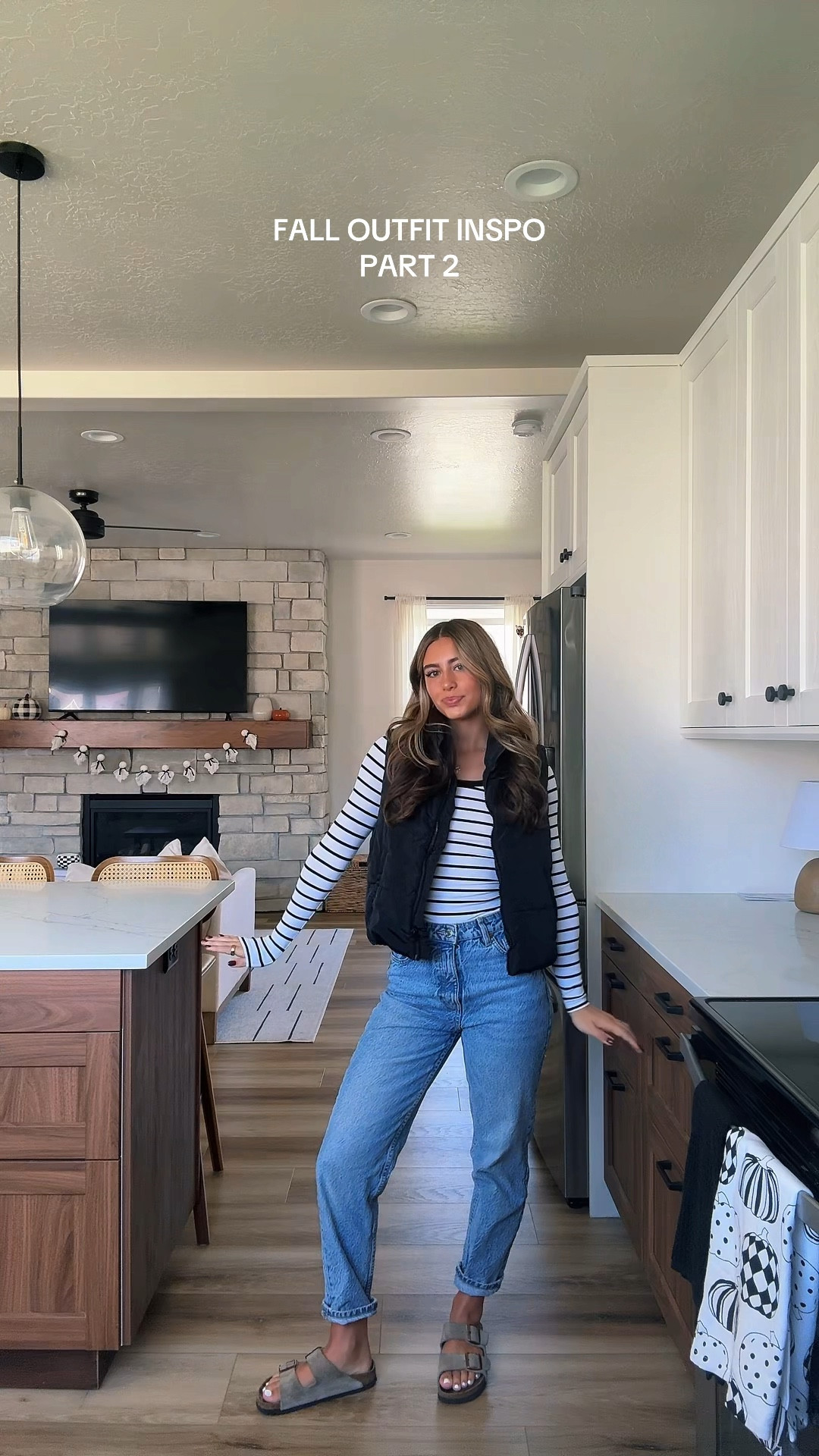 FALL OUTFIT INSPO DAY 2! Wearing a size xs in top, s in vest, and 25 in jeans! 

fall fashion, fall outfit inspo, back to school, seasonal, striped long sleeve, vest, zip up vest, birkenstock, sandals, cotton on, aritzia, amazon finds 

#LTKSeasonal #LTKFallSale #LTKHalloween