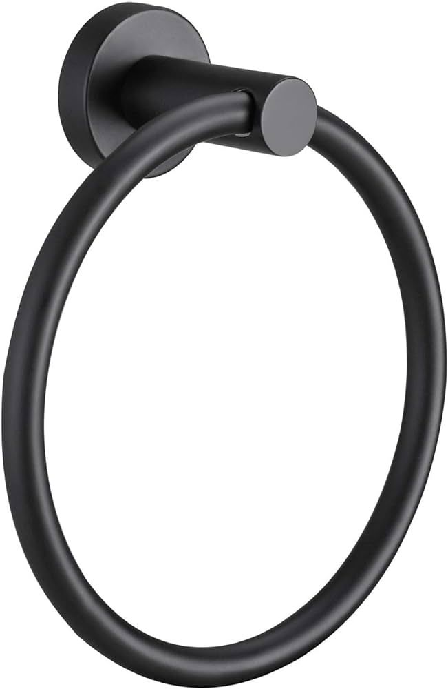 Pynsseu Matte Black Towel Ring for Bathroom 1 Pack, Kitchen Bath Towel Holder Hangers Wall Mount ... | Amazon (US)