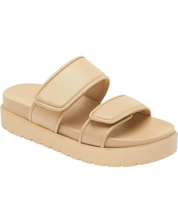 Coutgo Womens Slide Sandals Velcro Slip On Flats Non Slip Thick Sole Summer Slides Shoes | Amazon (US)