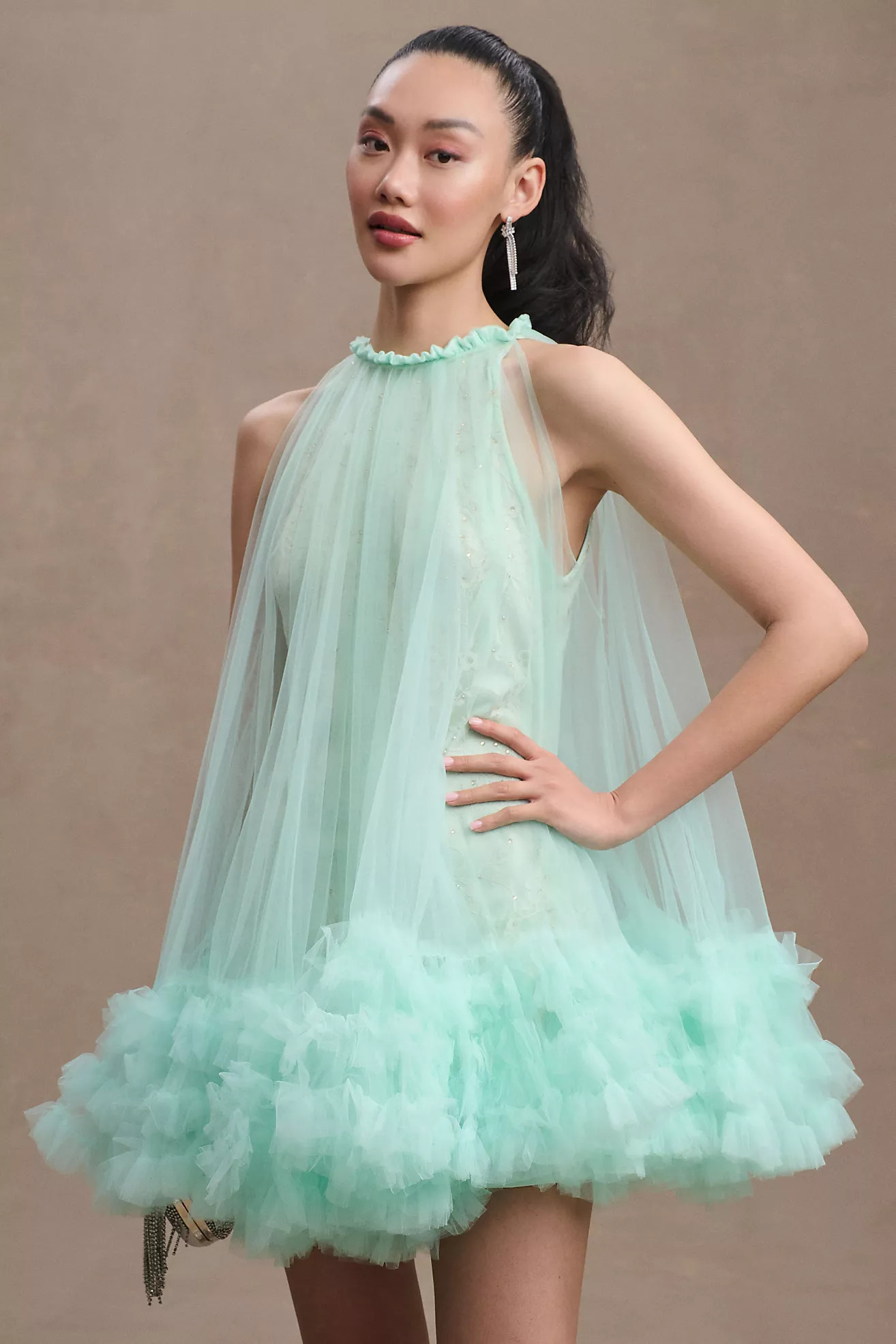 Mac Duggal Ruffled Halter Mini Swing Dress | Anthropologie (US)