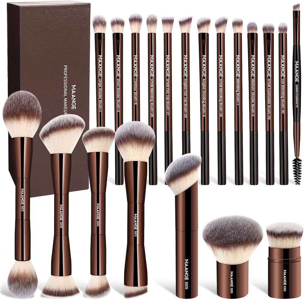 MAANGE 20 Pcs Makeup Brushes with Gift Box, Double-End Multi-functional Makeup Brushes for Blendi... | Amazon (US)