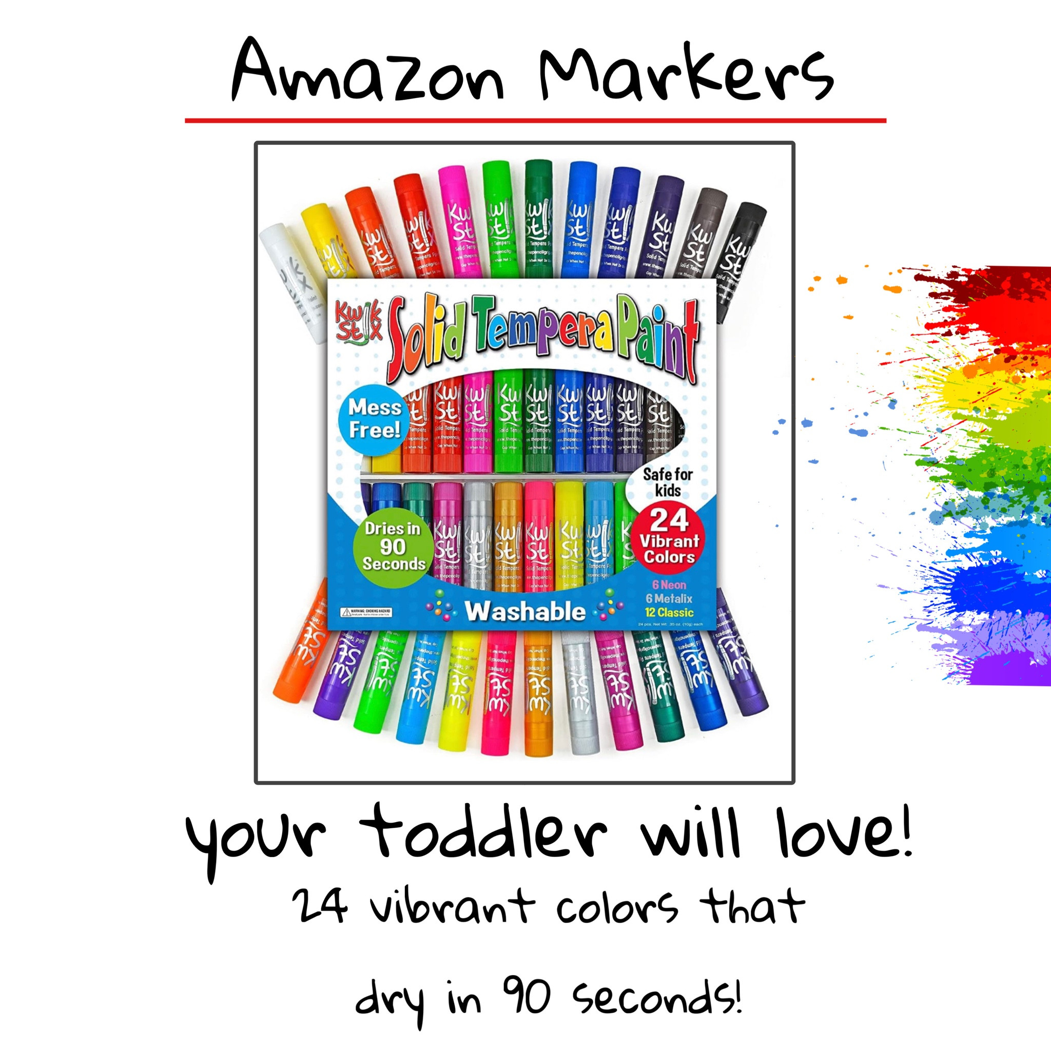 Amazon find for toddlers! These tempera paint markers are very pigmented, they dry in 90 seconds & your toddler will love it! They are Montessori friendly.🎨❤️

#LTKHoliday #LTKGiftGuide #LTKkids