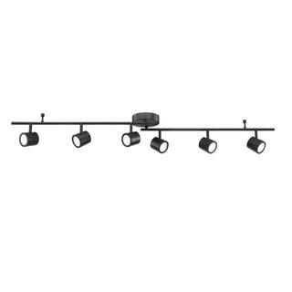 4.33 ft. 6-Light Black Integrated LED Track Lighting Kit with Adjustable Bar and 6-Rotating Track... | The Home Depot