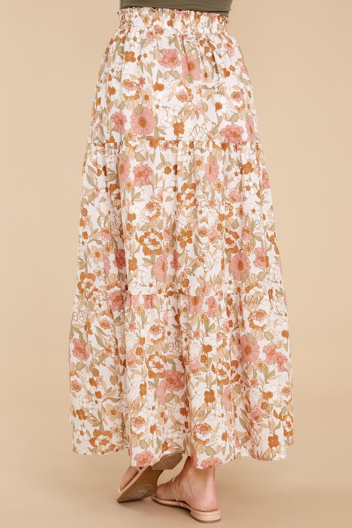 Chasing Your Dreams Blush Floral Print Maxi Skirt | Red Dress 