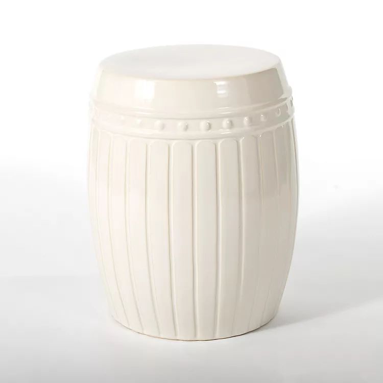 Cream Stella Striped Garden Stool | Kirkland's Home