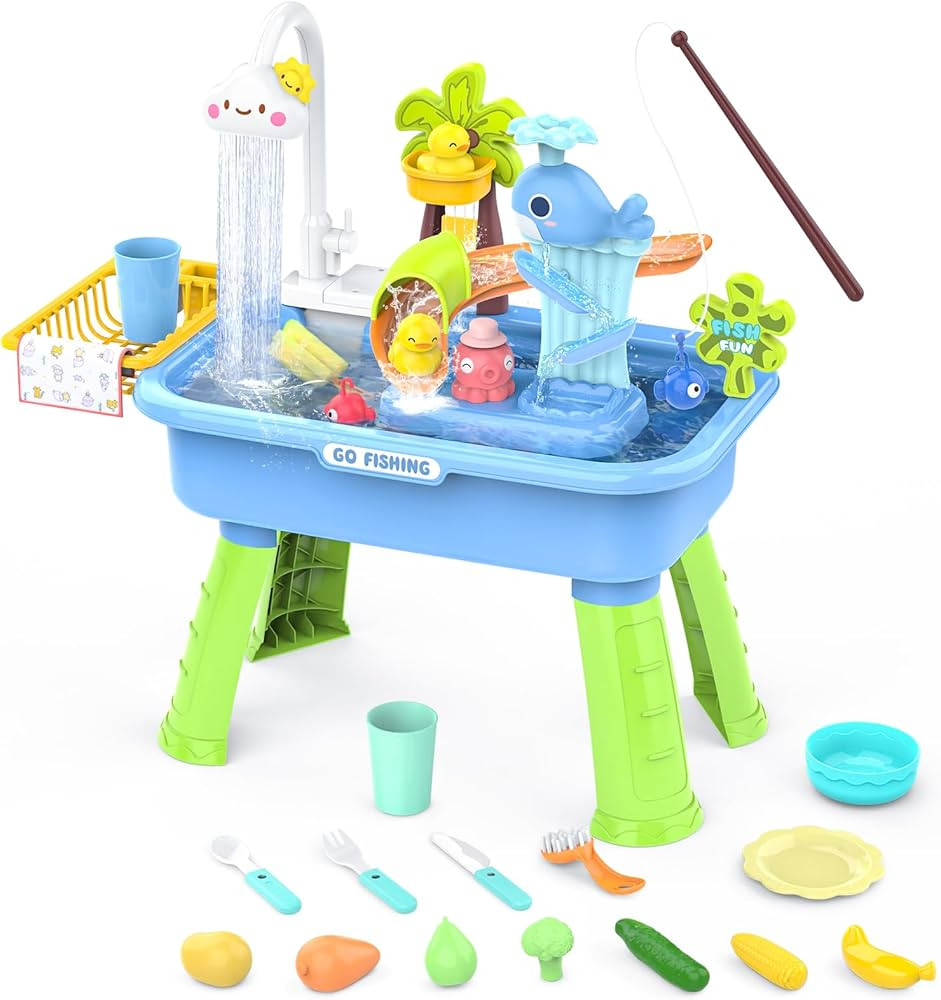 Water Table for Toddlers 1-3 with Electric Water Pump, Sand and Water Table for Kids Ages 4-6, Pl... | Amazon (US)