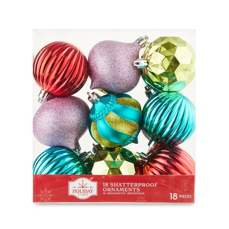 18-Count 70mm Shatterproof Christmas Ornaments, Whimsy Theme, Holiday Time | Walmart (US)