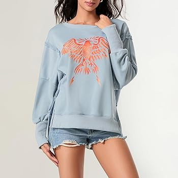 KOSUSANILL Womens Oversized Crewneck Sweatshirt Y2k Long Sleeve Pullovers Striped Retro Aesthetic... | Amazon (US)