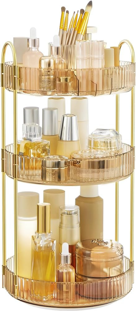 SONGMICS Makeup Organizer, Christmas Gifts, 3-Tier Round Rotating Skincare Organizer Countertop, ... | Amazon (US)