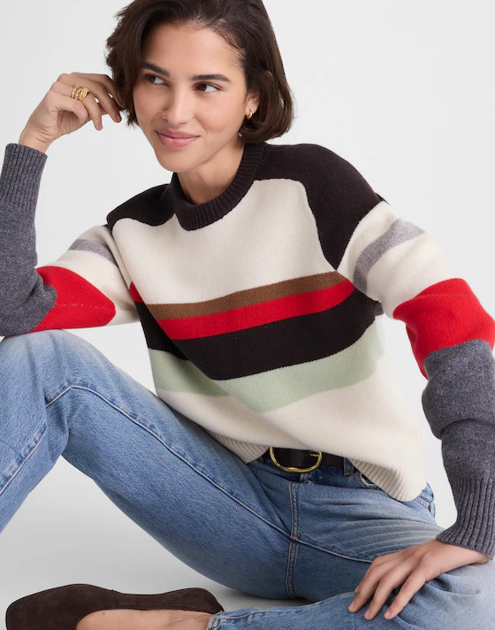 Raglan-Sleeve Sweater in Colorblock Merino Wool | Madewell