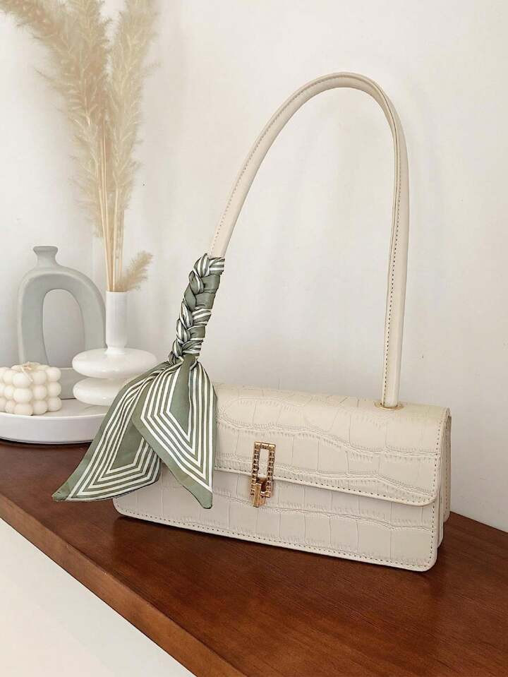 Weiße Handtasche Aus Pu-leder Im Eleganten Und Minimalistischen Stil Mit Klapp- Und Metallversch... | SHEIN