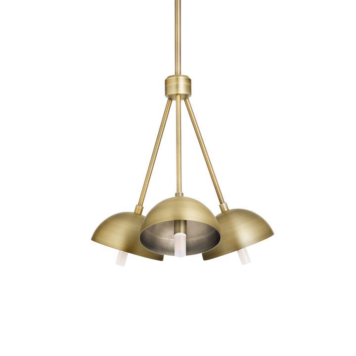 Powell LED 3-Light Chandelier with White Globes, Aged Brass | Lights.com
