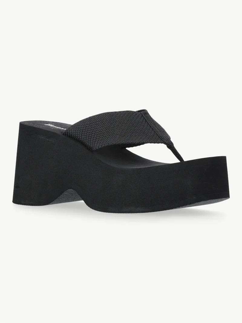 No Boundaries Platform Wedge Thong Sandals, Women's | Walmart (US)