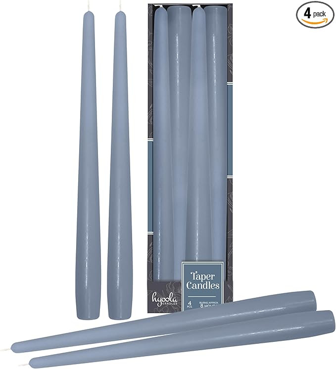 Hyoola Tall Taper Candles - 10 Inch Grey Blue Unscented Dripless Taper Candles - 8 Hour Burn Time... | Amazon (US)