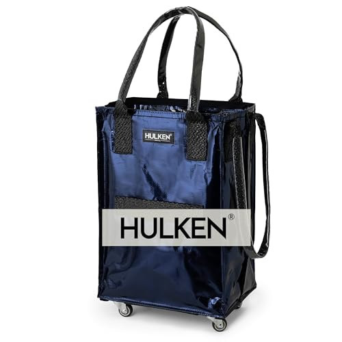 HULKEN (Small, Midnight Blue) Reusable Grocery Bag On Wheels, Shopping Trolley, Rolling Tote, Zipper Closure, Lightweight, Carries Up to 66 lb, Folds Flat | Amazon (US)