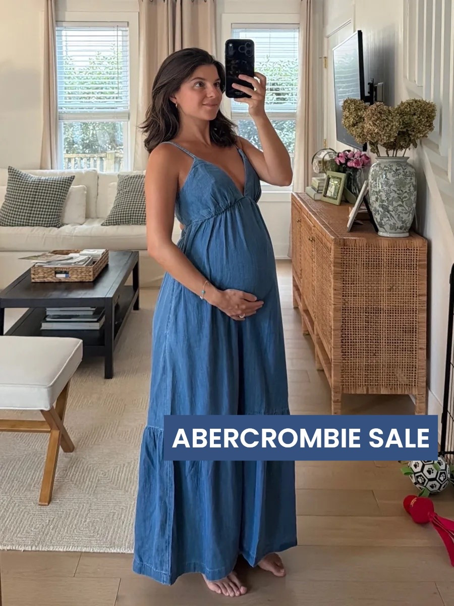 @abercrombie currently $50 Off $150+, or $25 Off $100 almost everything | living in these easy dresses that are non-maternity and perfect for the bump! Wearing size small petite in medium wash

#LTKBump #LTKPetite #LTKSaleAlert