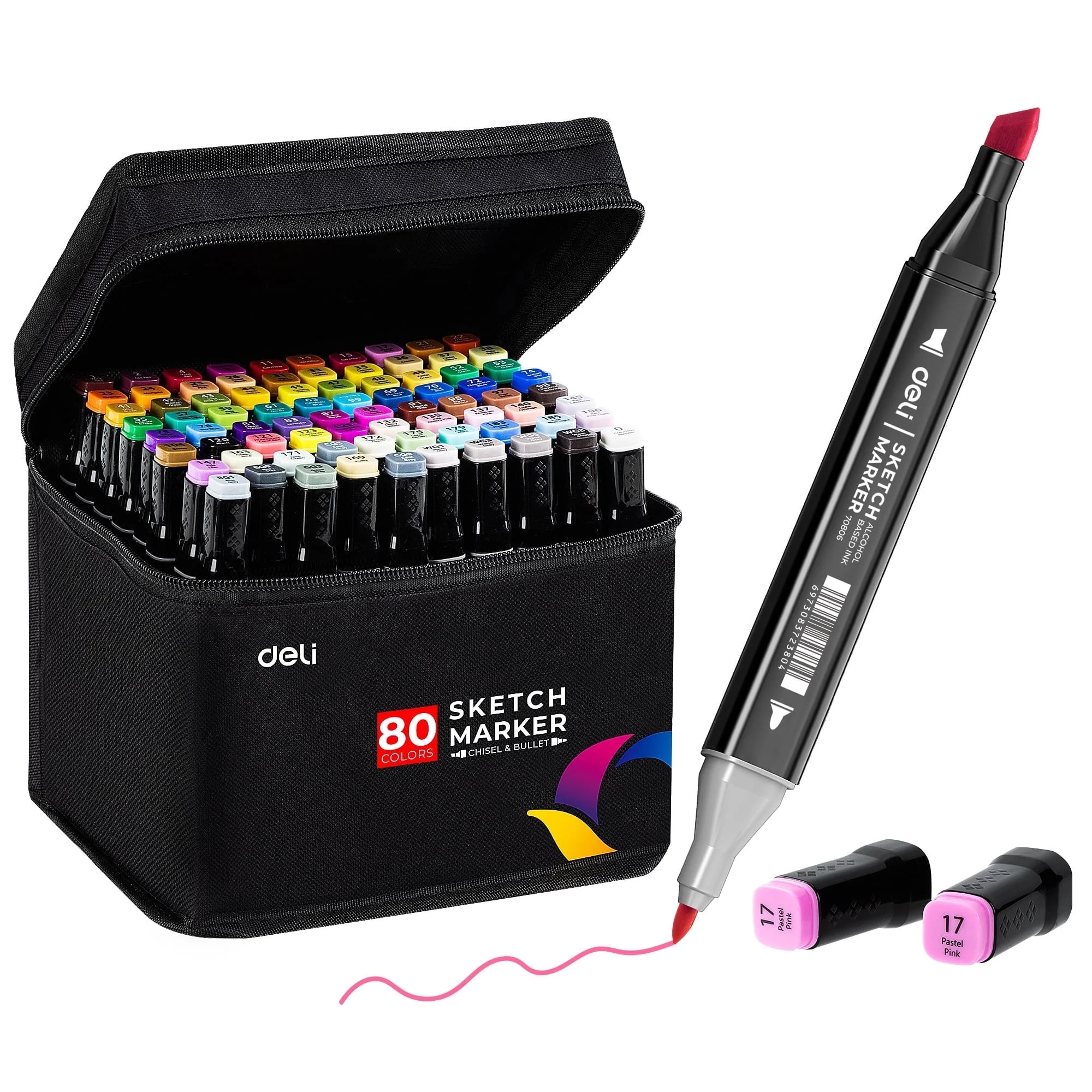 Deli Art Markers Set, 80 Colors Dual Tips Coloring Marker Pens Highlighters | Walmart (US)