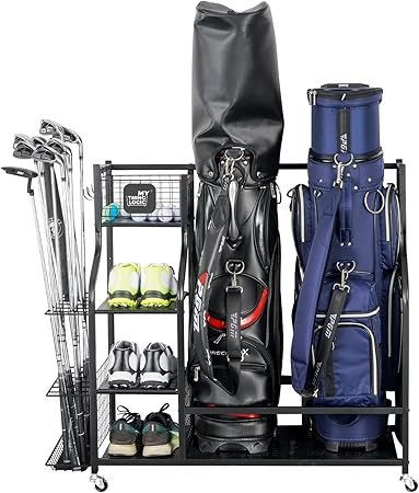 Mythinglogic Golf Storage Garage Organizer, Golf Bag Storage Stand and Other Golfing Equipment Ra... | Amazon (US)