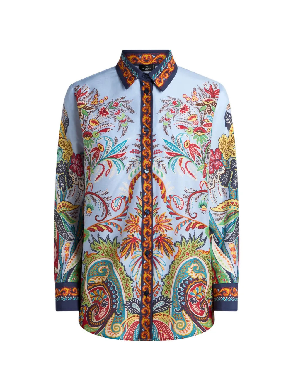 ETRO paisley-print button-down cotton shirt - Blue | Farfetch Global