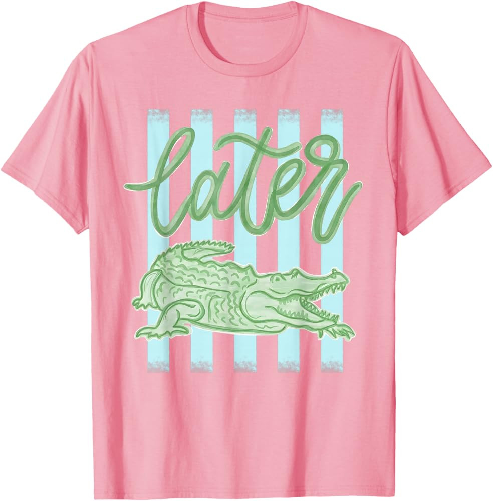 Funny Sarcastic Later Gator Preepy Stripes Mom Men Women Kid T-Shirt | Amazon (US)