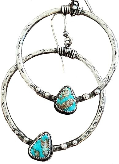 Handmade Western National Style Vintage Turquoise Circle Earrings | Amazon (US)