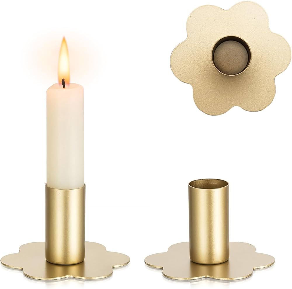 Candlestick Holders Taper Candle Holders: 2Pcs Gold Candlestick Holder Table Brass Candlestick Ho... | Amazon (US)