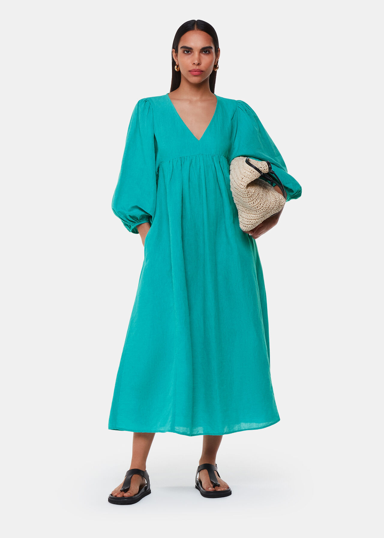 Gloria Linen Blend Dress | Whistles