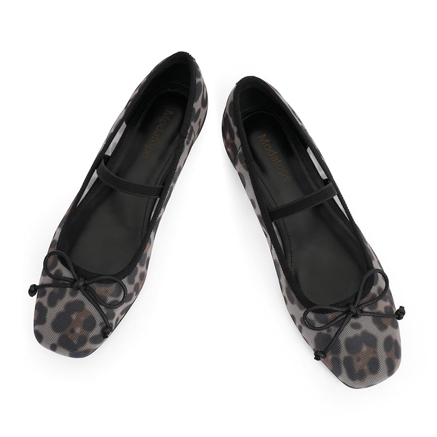 Modatope Ballet Flats with Bow Ballerina Closed Square Toe Slip on Bowknot Flats Shoes for Women ... | Amazon (US)