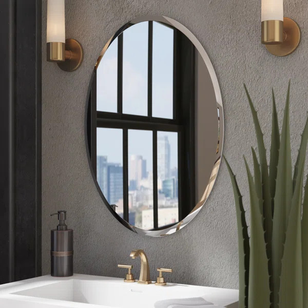 Anaelle Modern & Contemporary Beveled Frameless Bathroom Mirror | Wayfair North America